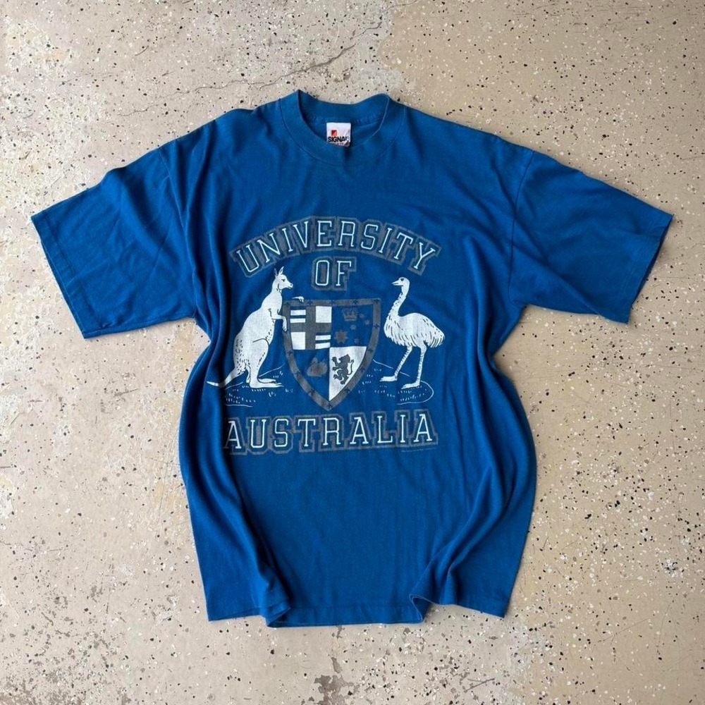 Vtg 80s university of Australia men's t shirt size XL blue white‎